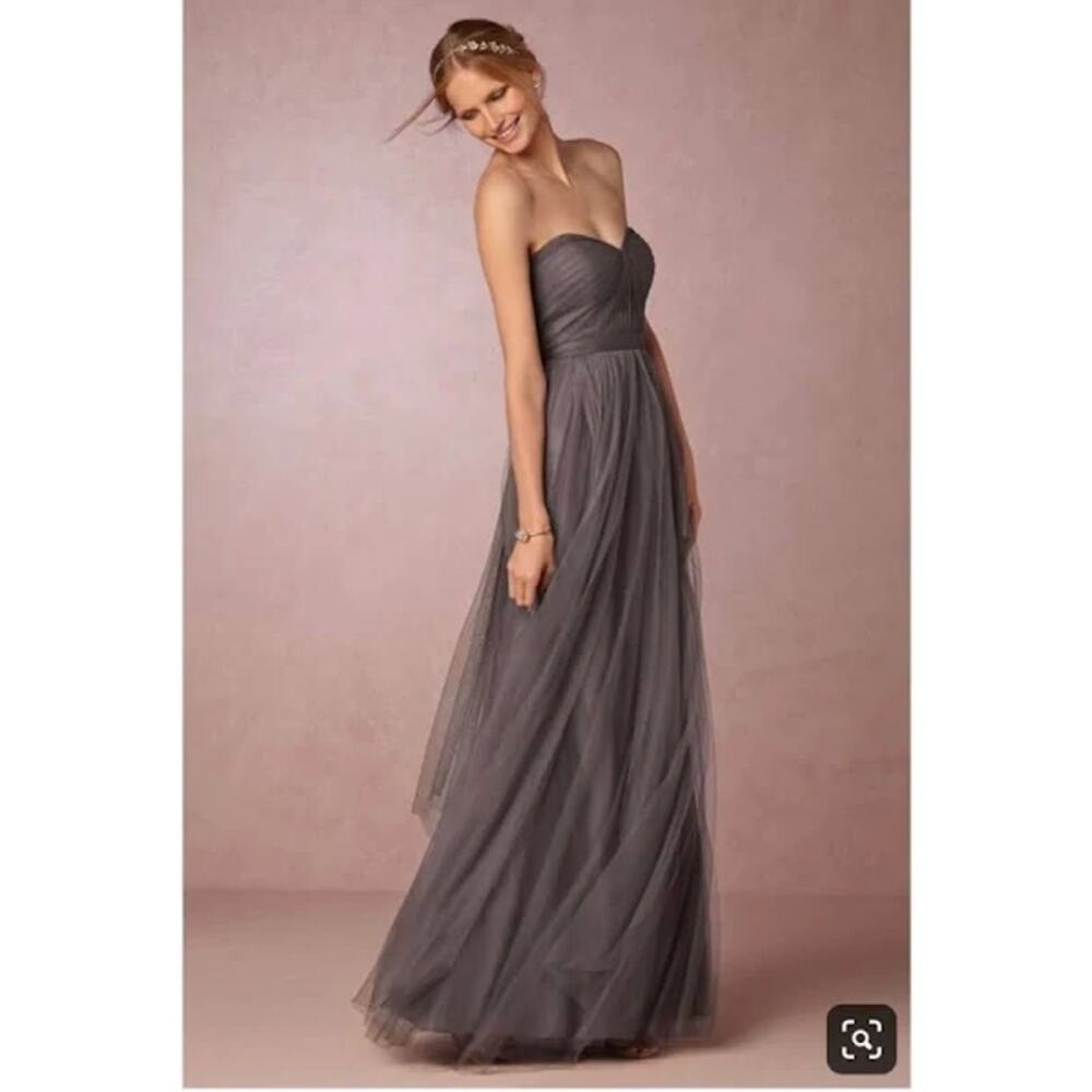 Jenny Yoo BHLDN SZ 6 Annabelle Convertible Bridesmaid Dress Formal Gown Gray